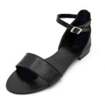 sandalo in cuoio nero Sara