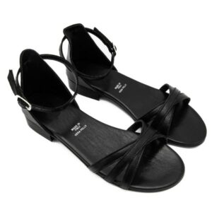Sandali donna in cuoio nero