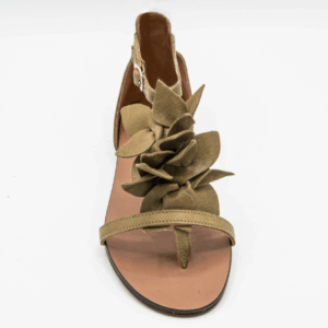 Sandalo infradito donna in pelle verde militare Flora - immagine 3