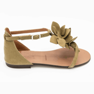 Sandalo infradito donna in pelle verde militare Flora - immagine 4