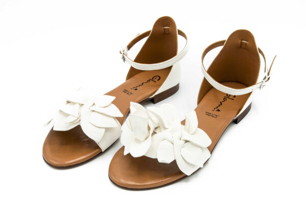 Sandalo donna in cuoio bianco Giada