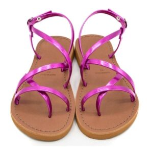 Sandali donna estivi in cuoio laminato fuxia San Paolo - immagine 2