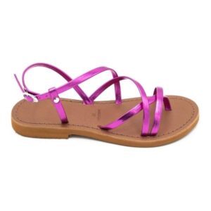 Sandali donna estivi in cuoio laminato fuxia San Paolo - immagine 4