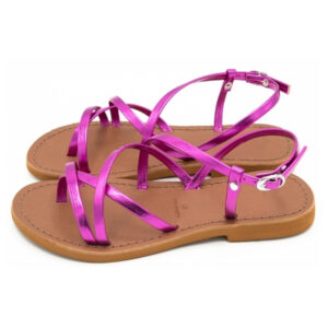 Sandali donna estivi in cuoio laminato fuxia San Paolo - immagine 5