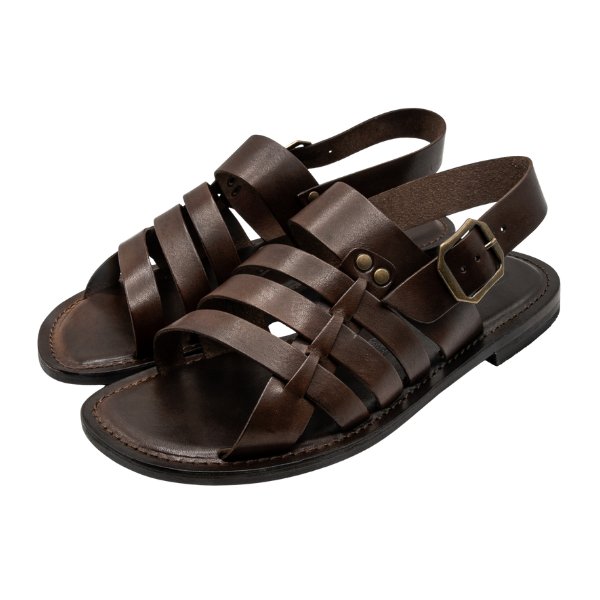 Sandali per uomo cuoio testa di moro Taormina Eder Shoes - Main Image